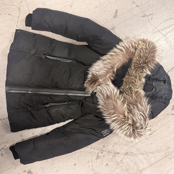 Women’s Mackage Black Puffer Coat with Natural Fur Trim - Picture 6 of 8